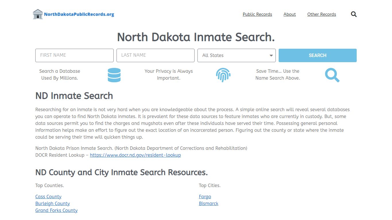 North Dakota Inmate Search: NorthDakotaPublicRecords.org